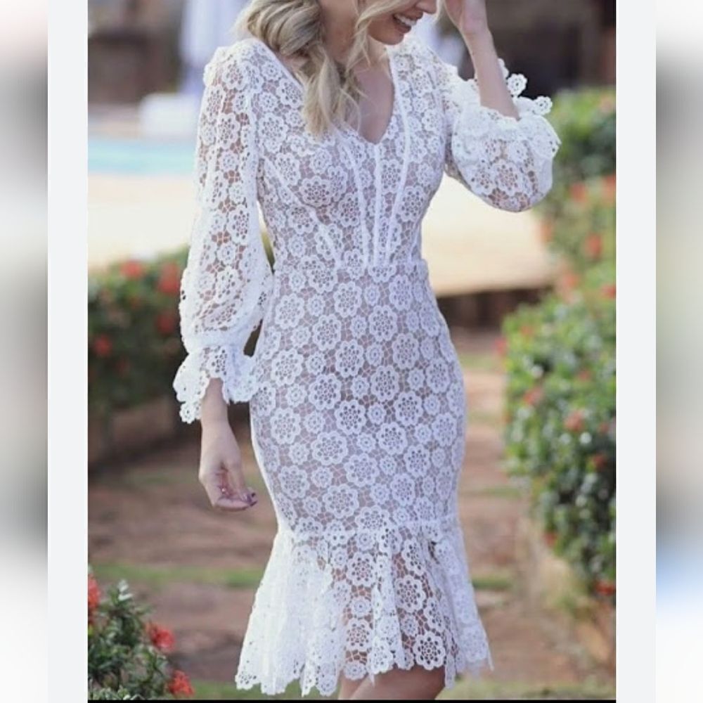 CBR Lace Dress with Lace-Up Back Fairycore Ethereal White Witchy